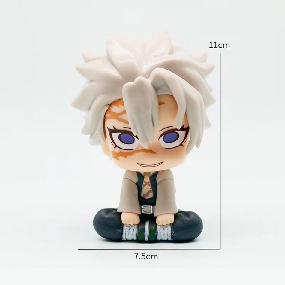 10cm Demon Slayer: Kimetsu no Yaiba 8PCS Suit Q-version Anime Handmade Action Figures Desktop Case Decoration Ornament Gift