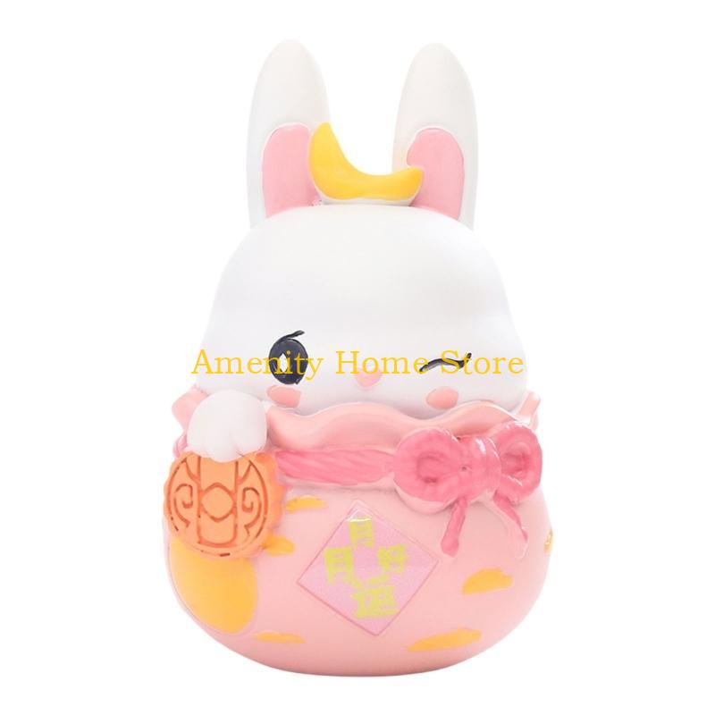 F26C MidAutumn Festival Mini Resins Bunnies, Animal Figures for Home and Garden