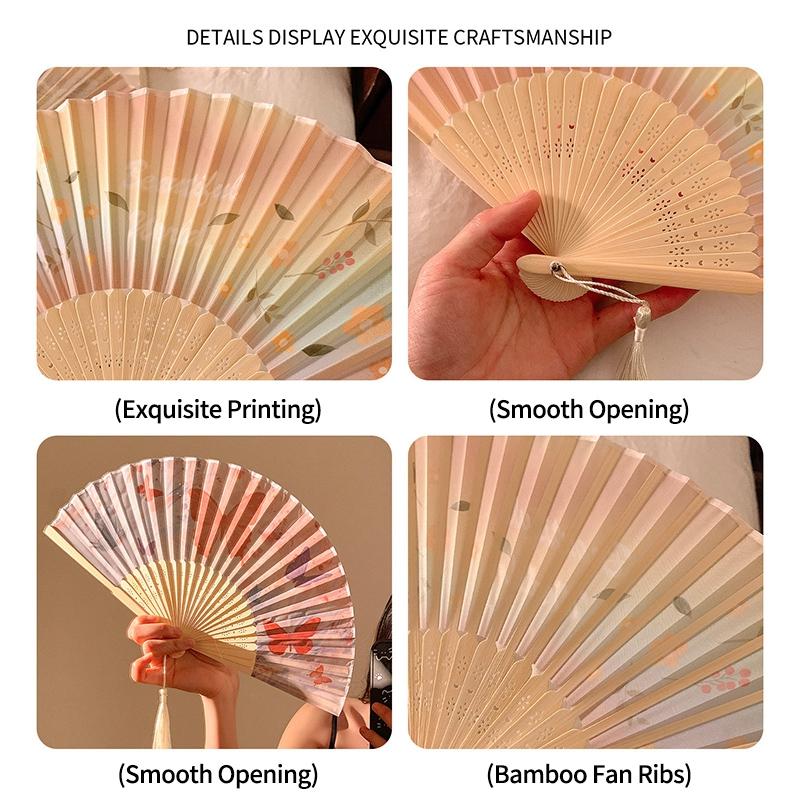 Chinese Folding Fan Bamboo Ink Wash Painting Hand Fans Traditional Oriental Fans Wedding Dance Hanfu Dress Props
