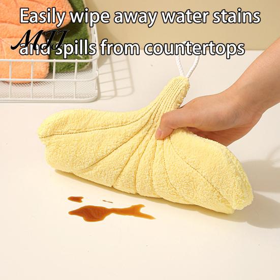 Hanging Loop Hand Towel Leaf Shape Towel, Soft Absorbent with Loop, Thickened Coral Velvet Cute Maple Ginkgo Design for Kitchen Bathroom Drying