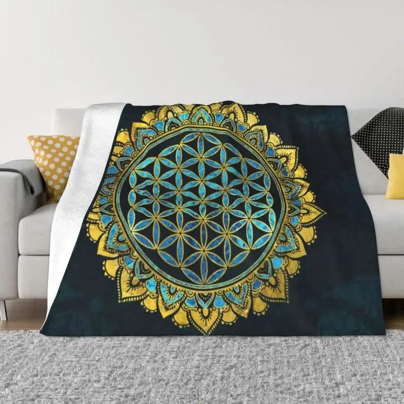 Flower Of Life Sacred Geometry Blanket Flannel Fleece Geometric Pattern Mandala Throw Blankets for Travel Bedding Couch Quilt