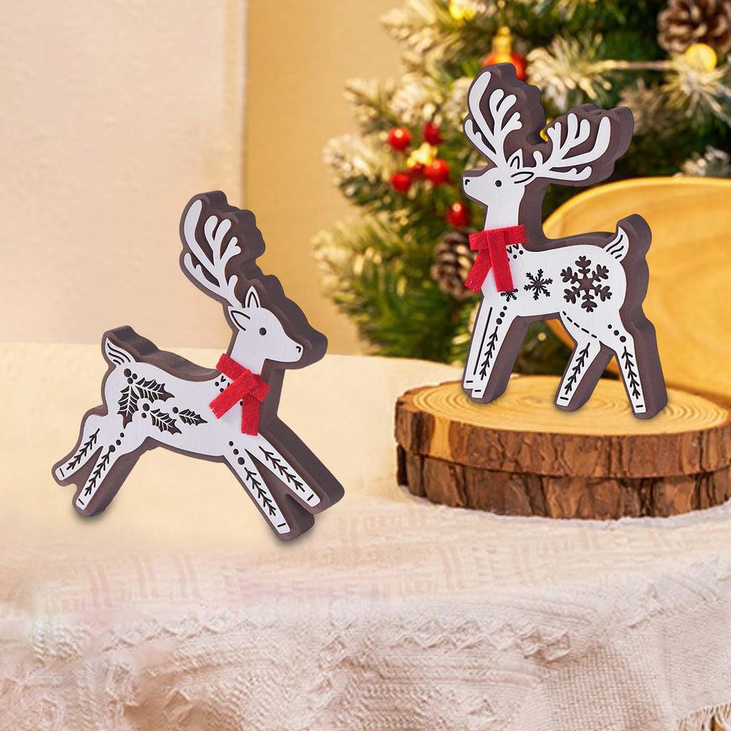 Christmas Elk  Wooden Ornaments Christmas Decorations Deer Ornaments Christmas Desktop Window Deer Decoration