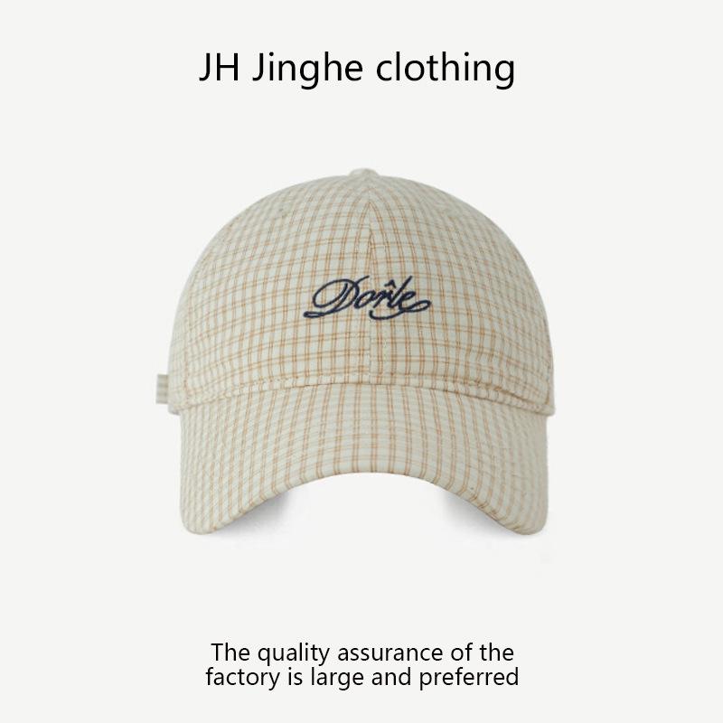 Spring and Summer New Baseball Cap Letter Embroidered Checkered Hat Korean Style Fashion Retro Casual Outdoor Sun Protection Baseball Cap