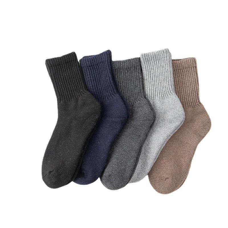 Men's Autumn and Winter New Products Thick Warm Solid Color High Like Rib Hair Ring Tube Socks