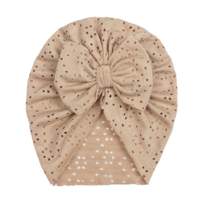 New Baby Solid Color Hole Hat, Breathable Bow Children's Hat, Thin Comfortable Baby Tire Hat
