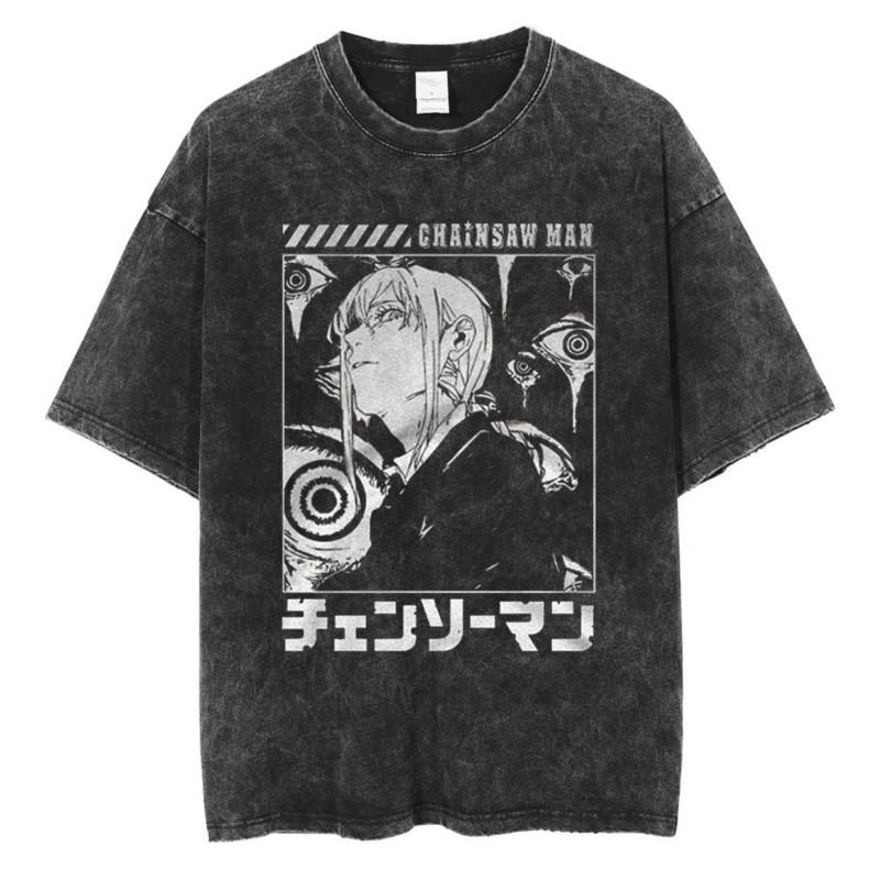 HUANHUSHENG Cotton T-shirt Man with a Chainsaw M
