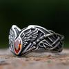 NEW 316L Stainless Steel Viking Ring with Eagle Wings Zircon Colorful Stones Special Shape Mens Jewelry