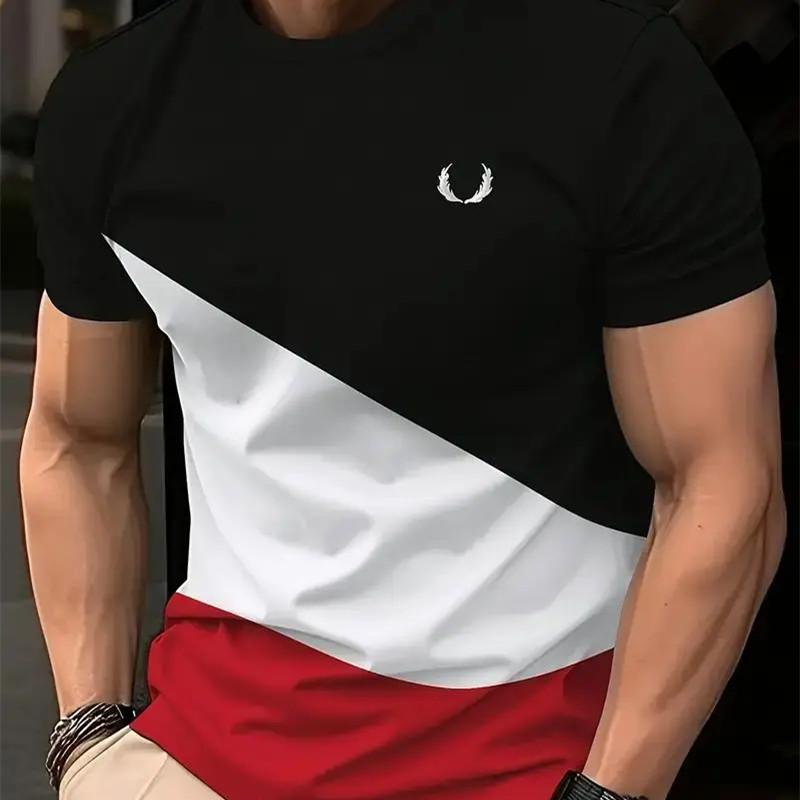 Men's T-Shirt Fashion Streetwear Summer Short Sleeve Stripe Print Male T-Shirts Male Oversized Clothing Casual Crew Neck Tops