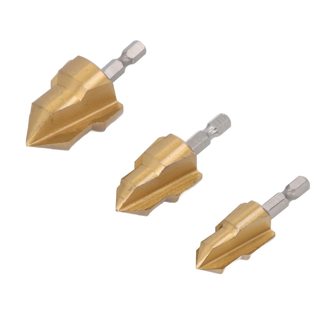 3PCS Set Pipe Reaming Drill Bit Set Hex Shank PPR High Speed Steel Pipe Reamer Bit
