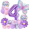 Purple Butterfly Flower Balloon Set for Girl's First Birthday Party Decor