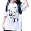 Harajuku Y2K Kawaii Gothic Clothes Casual Loose Soft Crewneck Cute Cartoon Anime Girl with Paw Print T-Shirt