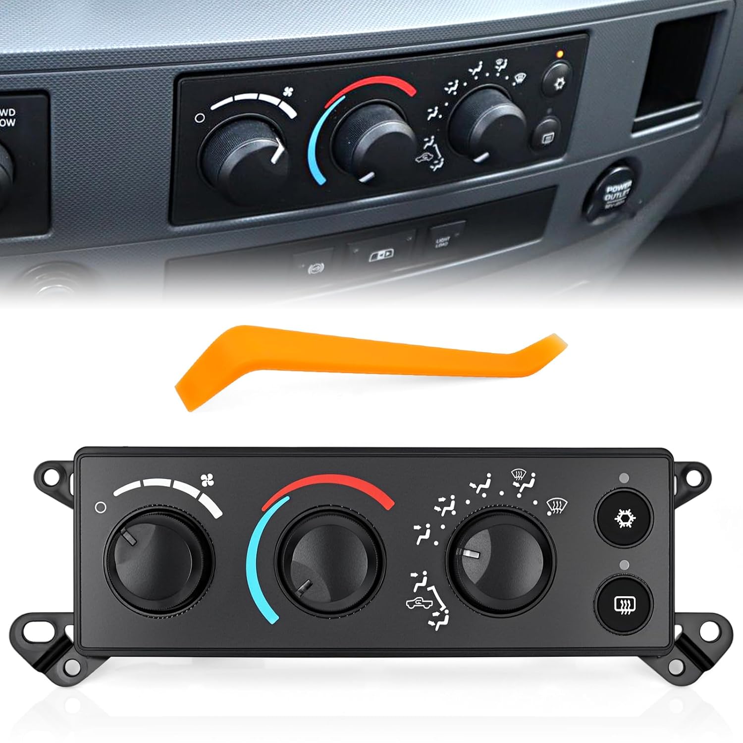 

TOP-MAX A/C Heater Climate Control Panel Compatible with 2006-2008 Dodge Ram 1500 2500 3500 2008-2011 Dodge Dakota, Air Conditioning Control Module