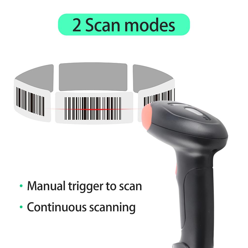 Handheld 1D 2D QR Barcode Scanner USB Kabelgebundener Barcode-Leser Manuell Kontinuierliches Scannen CMOS-Bildsensor Unterstützt Papier