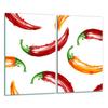 Glas-Schneidebrett 2x 30x52 Paprika