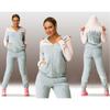 Elegant Splicing Contrast Color Sweater Sports Suit 2pcs Pullover Hoodie Sweatshirt