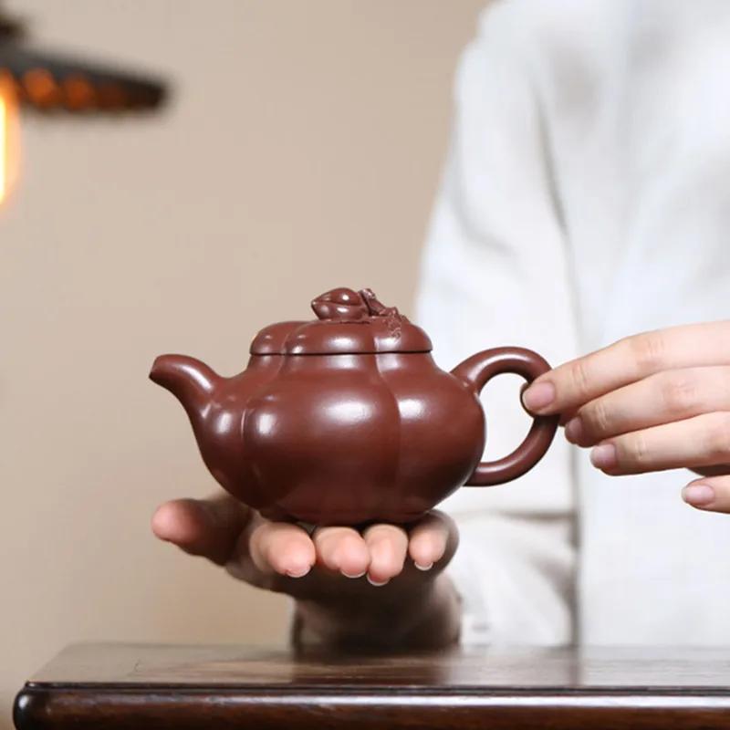 Creative Yixing Purple Clay Teapot Handmade Peach Tea Pot Household Kettle Beauty Tea Infuser Chinese Zisha Tea Set 200ml