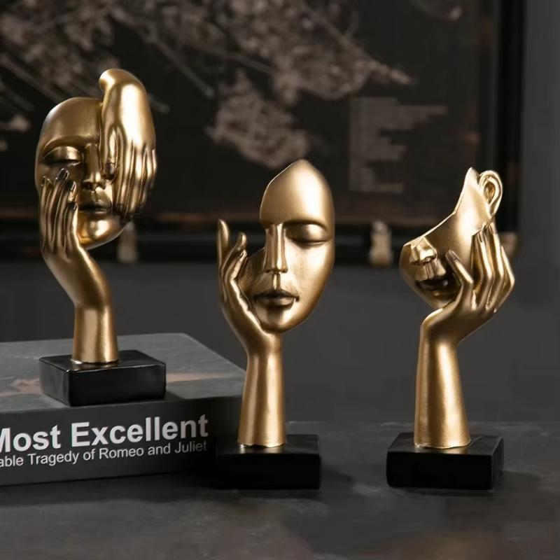 1pc Resin Abstract Mask Statues European Miniature Figurines for Interior Home Office Study Desktop Figure Ornament Decor Gift
