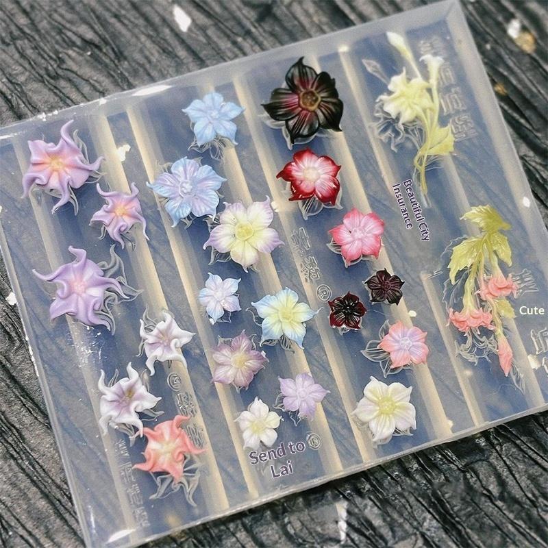 Flexible Silicone Nail Art Mold Lily Flower 3D  Template Reusable DIY Manicure Decoration for Nail Salon Use
