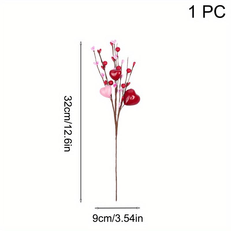 2 /3pcs Red Pink Foam Love Heart Branch Glitter Foam Love Pick Stick Valentine's Day Flower Bouquet Home Vase Picks Wedding