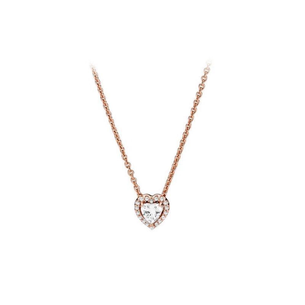 Heart Necklace Elegant Silver Plated White Copper Pendant Women Collarbone Chain Romantic Gift for Her
