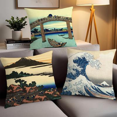 Art The G-Great W-Wave Off K-Kanagawa Pillow Case Office Cushions Suitable For Sofa Car Bedroom Decorative Cushion Cover
