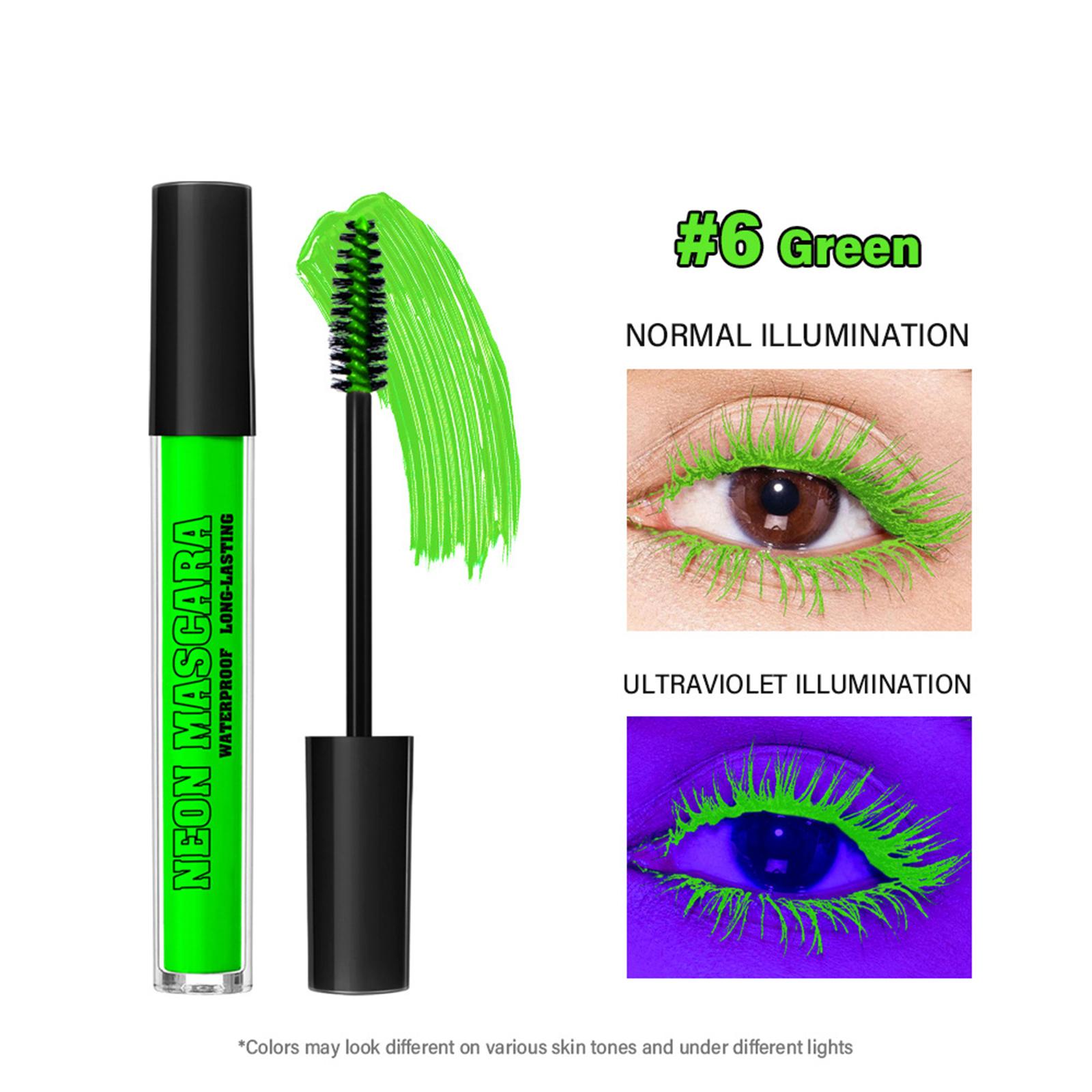 

Объемная неоновая тушь с флуоресцентным эффектом свечения для экстремальной длины ресниц, водостойкая, не размазывающаяся формула для Хэллоуина, косплея, фестиваля, вечеринки One Size