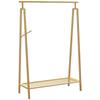Bamboo Clothes Rack Wooden Coat Hanger With Shoe Shelf Dim 110L X 42W X 152H Cm