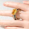 Exquisite Inlaid White Blue Champagne CZ Women's Ring Trendy Gold Color Geometry Daily Wear Party Jewelry Anniversary Gift