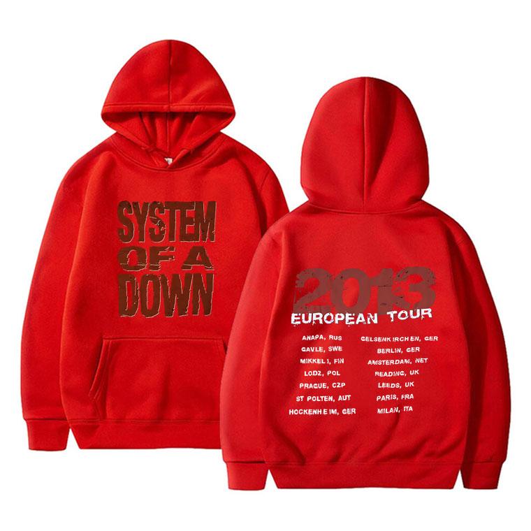 Limitiertes Rock Band System of A Down Europa-Tour 2013 Print Hoodie Herrenmode Sweatshirt Männer Vintage Alternative Metal Hoodies