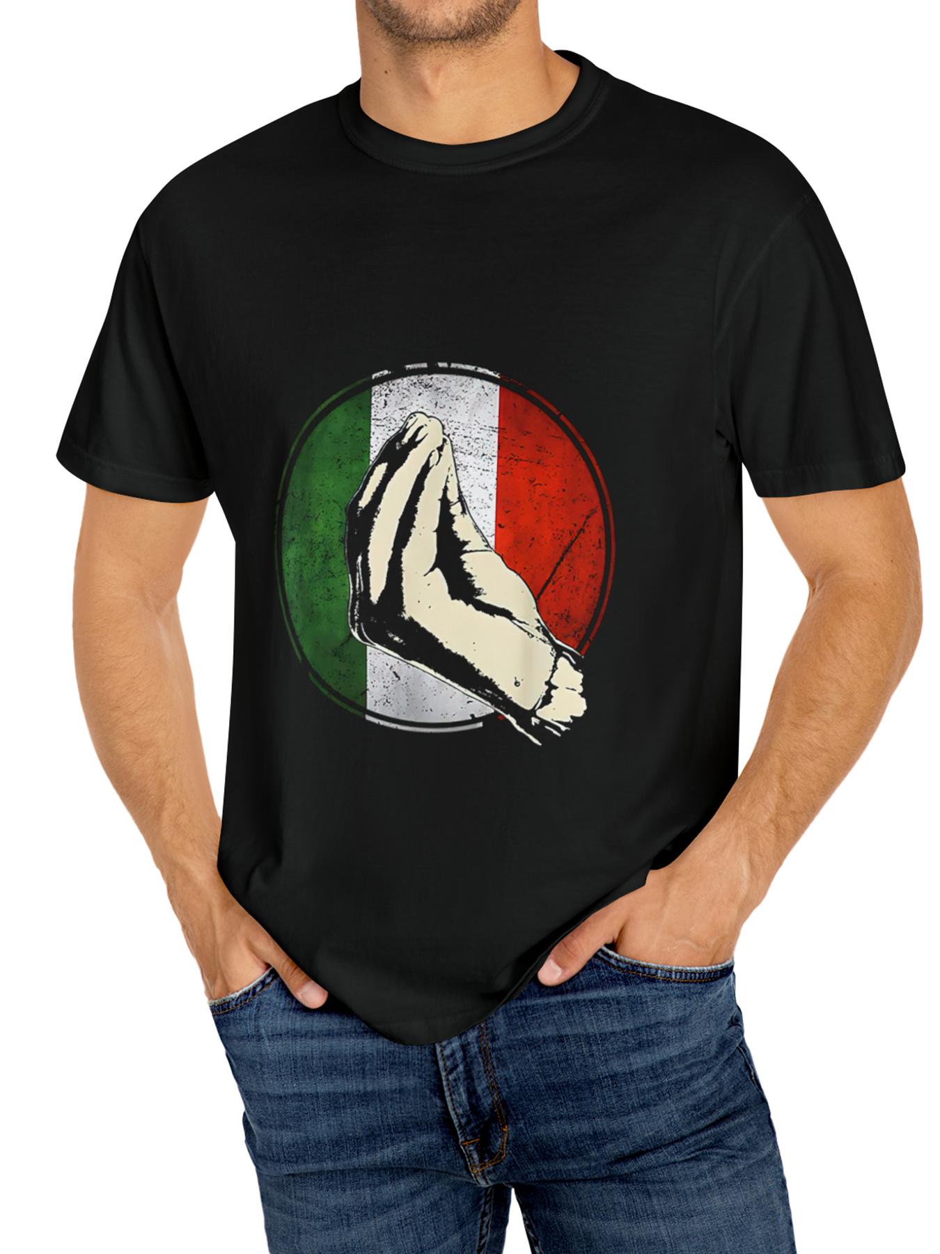 

Unisex s Italian Flag-Inspired Prayer Hands Graphic T-Shirt - Casual Black Cotton Tee with Short Sleeves S