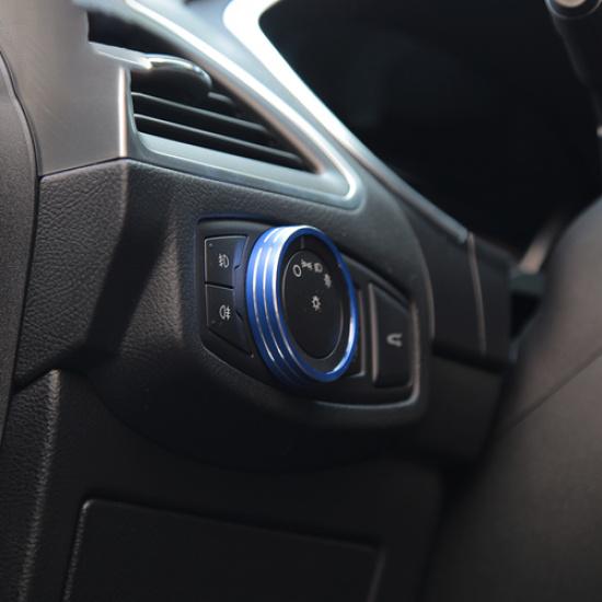 For 2015- Ford Edge Blue Aluminum Headlight Switch Control Knob Ring Trim 1X