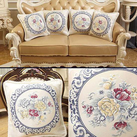 Washable Cushion Covers European-style Printed Sofa Pillowcase Cover for Living Room Car Pillow Cushion Lumbar Support Cover Removable