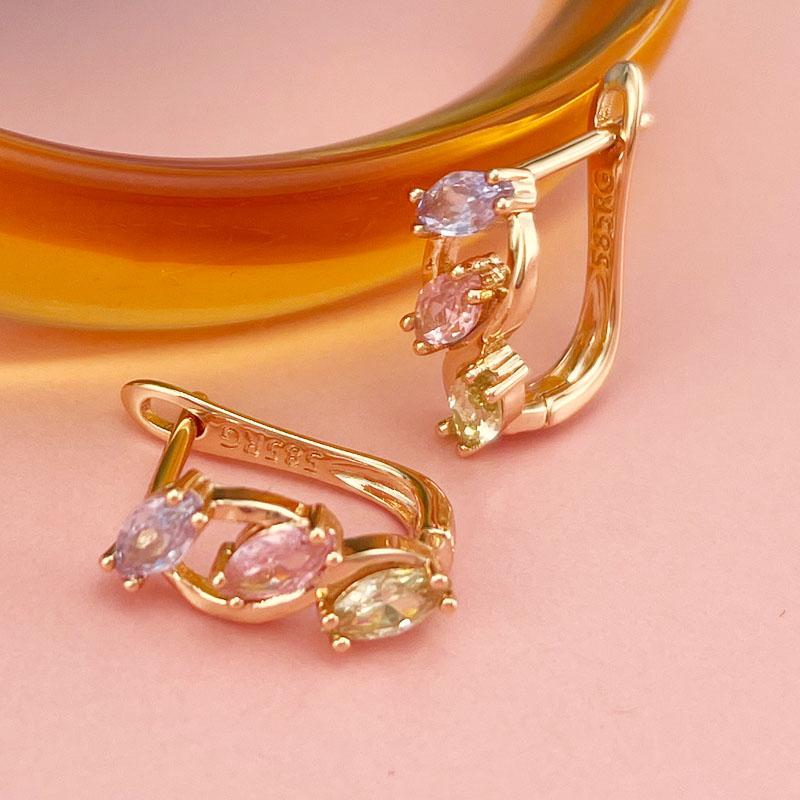 

SIMJOO Модные серьги цвета розового золота с разноцветной газовой застежкой из циркона разноцветный