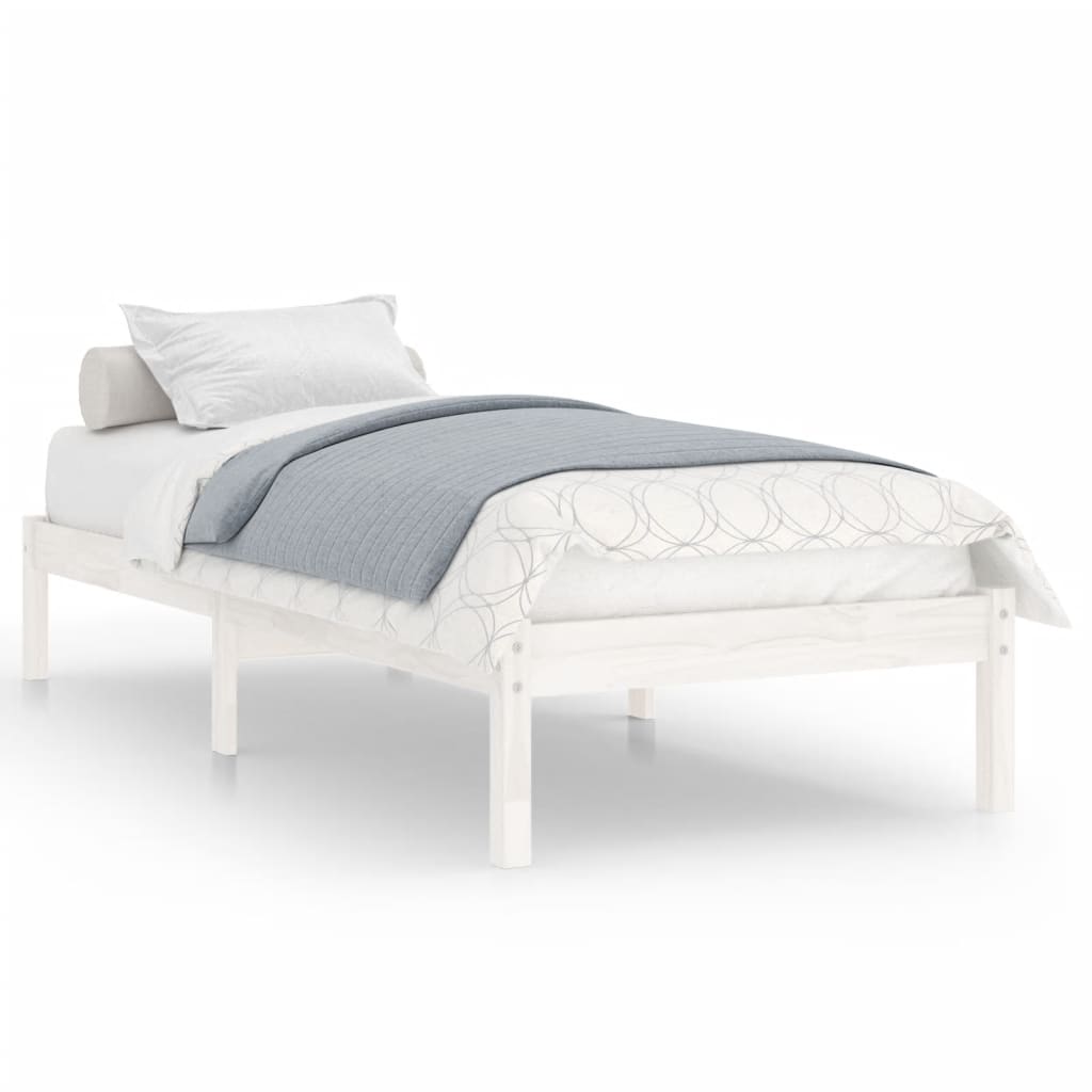 Vidaxl Bed Frame, White, Solid Pine Wood, 90 X 200 Cm