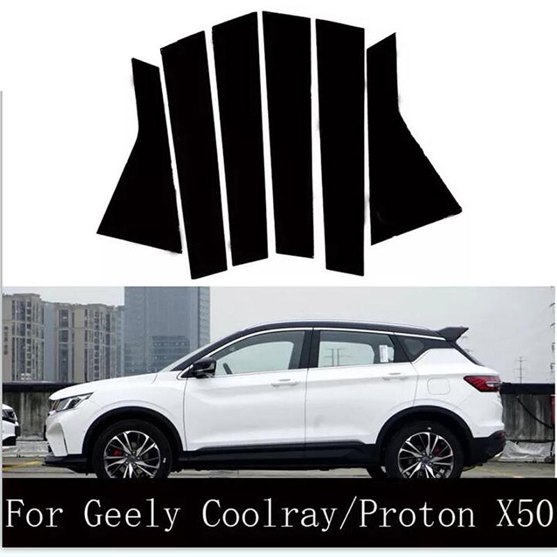 6Pcs Car Door Window Trim Pillar Posts Molding Cover Stickers for Geely Coolray Proton X50 2019-2023 Auto Styling Accessories