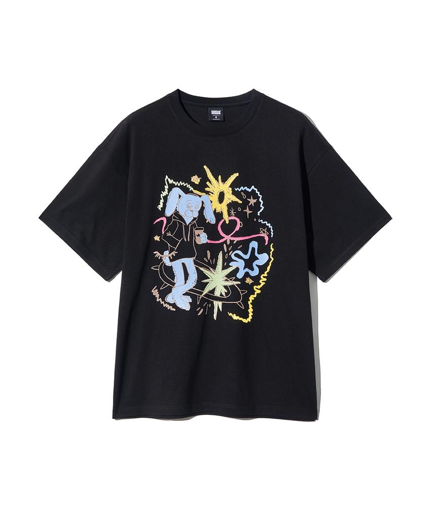 GAKKAI UNIONS Bunny Drawing Short Sleeve T-Shirt Black
