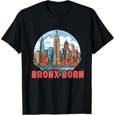 Bronx Born Tričko NYC Panorama Stát Empire State Building Dámské Pánské Tričko