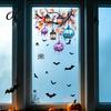 Украшения для бокалов на праздничную вечеринку, Хэллоуин, Статичные наклейки на окна, Милый Кот-призрак, Летучая мышь, Тыква, Наклейки для помещений и улицы, Съемные