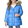 Girls' Solid Color Long Hooded With Faux  Trim - Winter Warm Coat