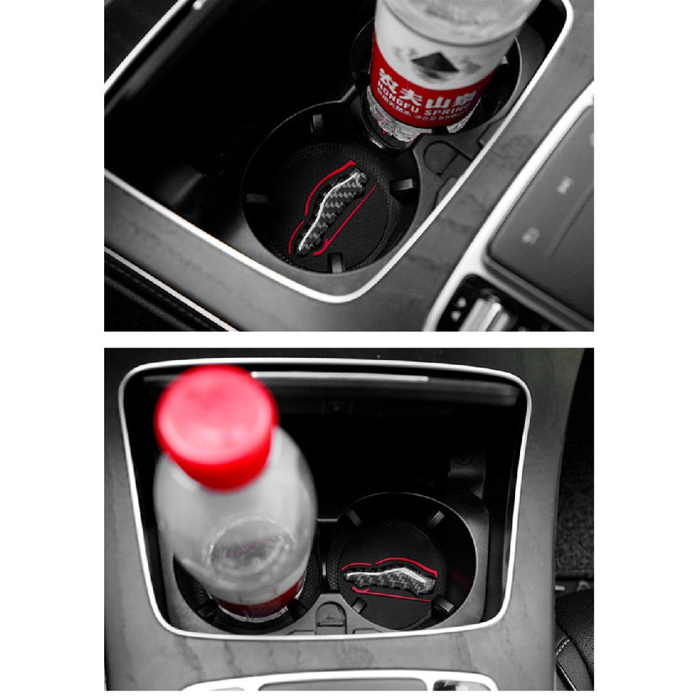 A Set Of 2 High-Quality Anti-Slip Elastic Long-Lasting Mats Made Of Real Carbon Fiber For In-Car Cup Holders