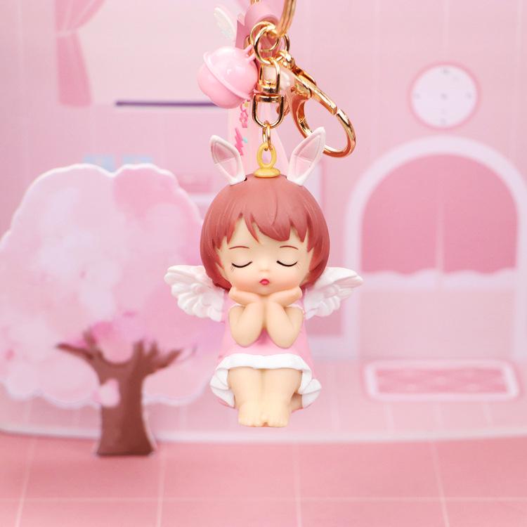Anne Cute Cartoon Girl Keychain with Bell - Student Bag or Car Pendant, Qixi Festival Gift