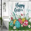 Happy Easter Eggs Floral Shower Curtain, Bathroom Decorative Shower Curtain, Waterproof Shower Curtain with Hooks