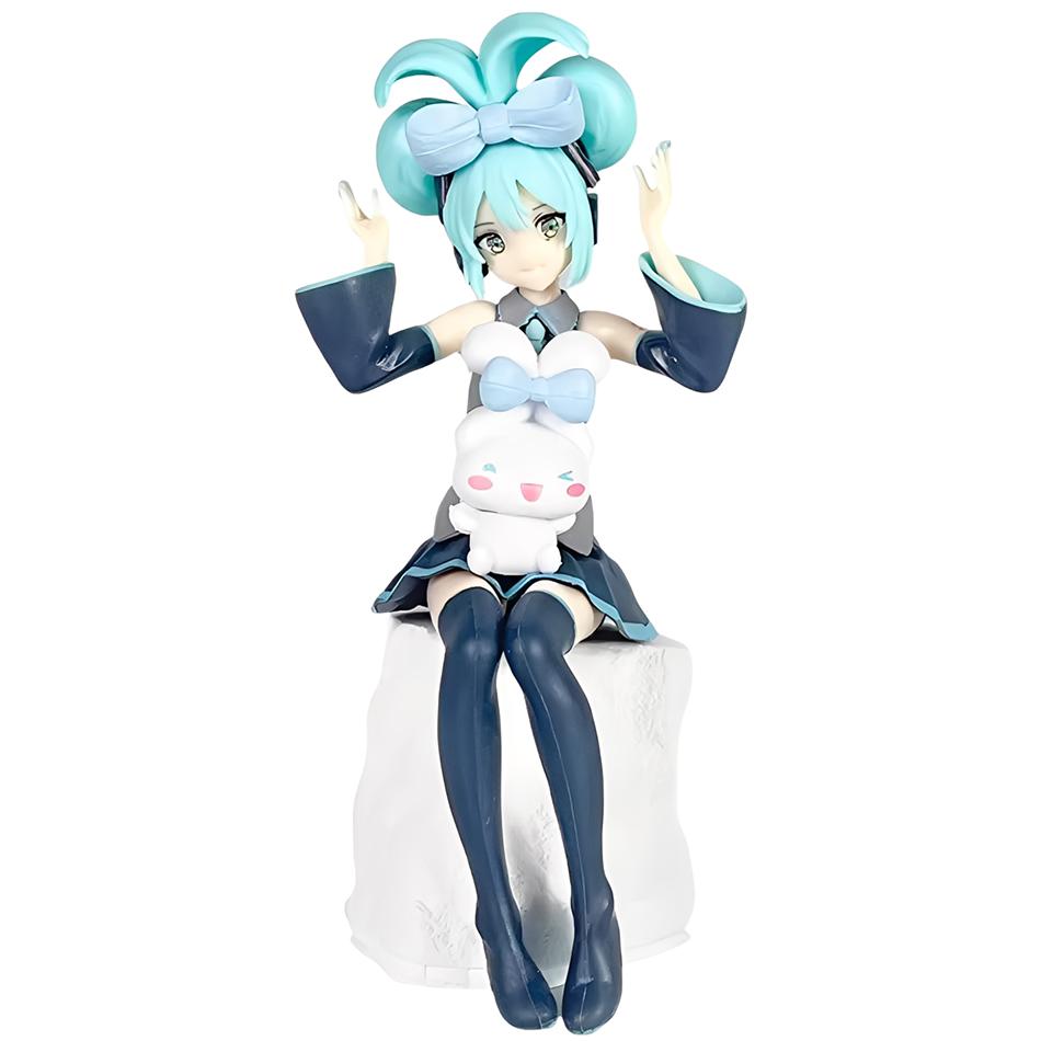 Anime Beautiful Girl Hatsune Sitting Posture Handmade Cat Hatsune Cute Miku Four Leaf Clover PVC Model Anime Birthday Gift