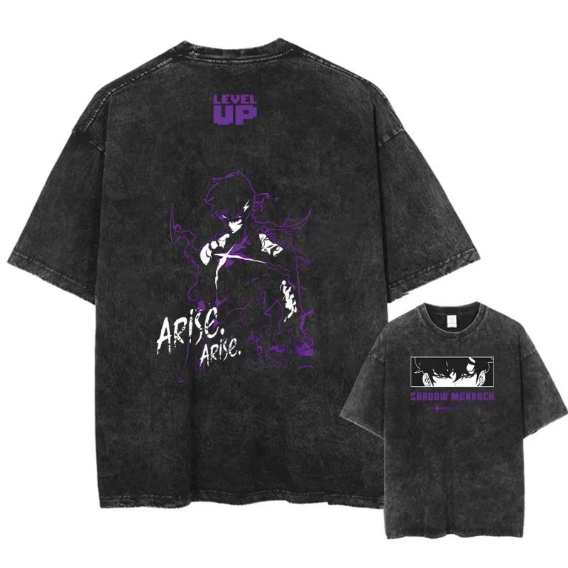 Camiseta Vintage Harajuku Streetwear Anime Japonés Estampado Gráfico Lavada Manga Corta Oversize Camiseta Hombre Camisetas Top Unisex