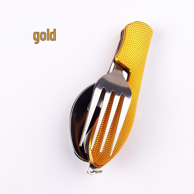 Multifunctional Folding Pocket Knife Set: 3-in-1 Detachable Knife, Fork, & Spoon