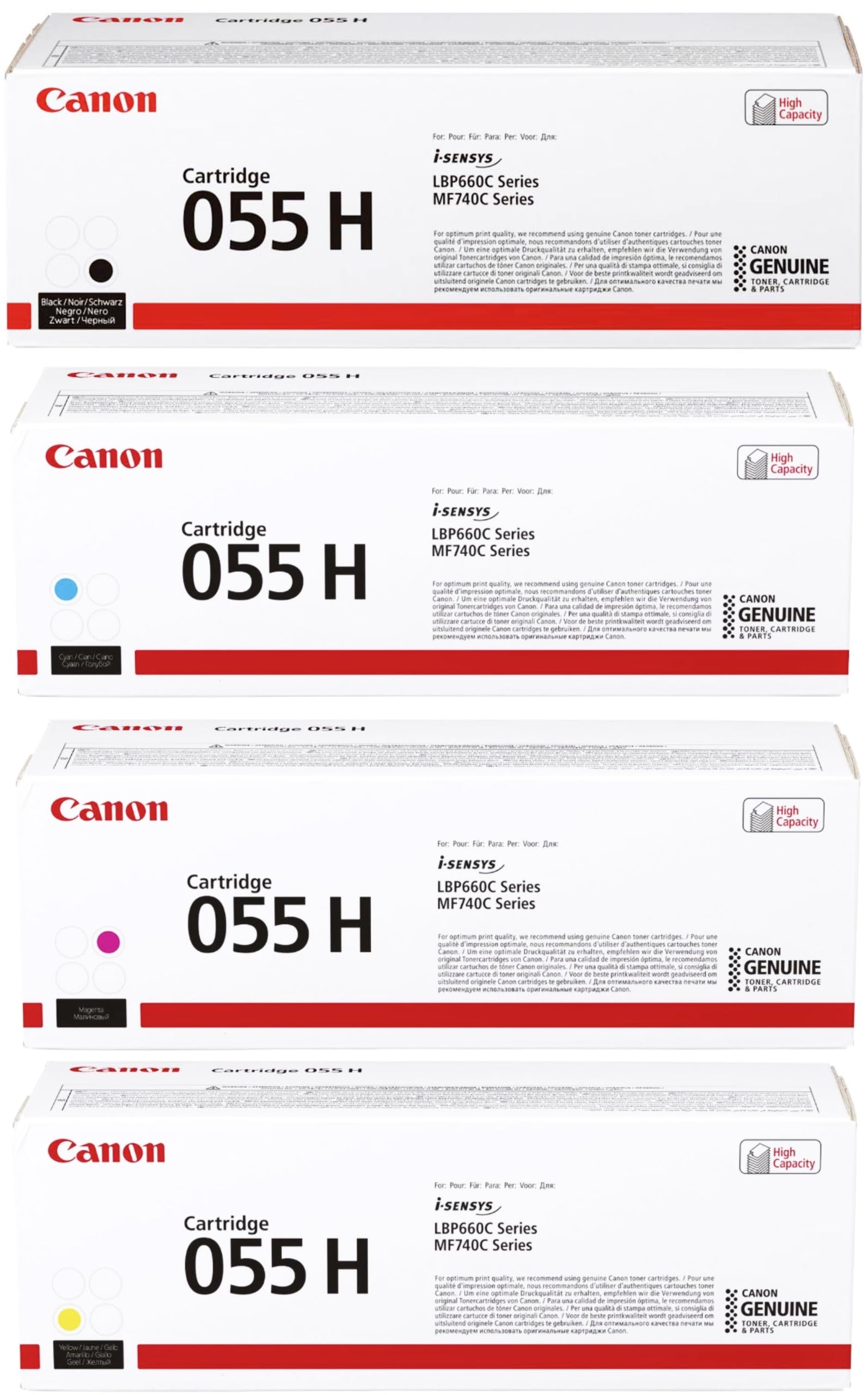 

Набір тонер-картриджів CANON 055H 4 кольори [Оригінальний продукт] (CRG-055H BK/C/M/Y)