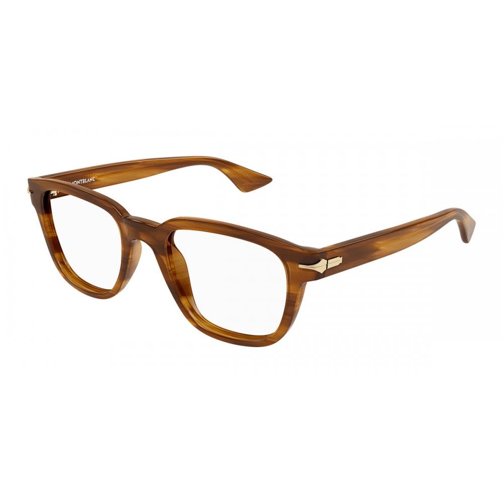 

Mont Blanc Mb0305o 004 Men Eyeglasses Brown Striped Horn/51
