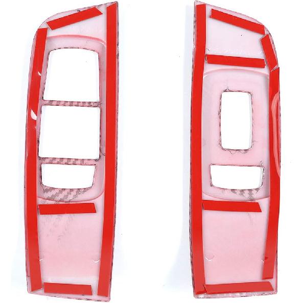 GZXinWei Inner Door Window Lift Panel for Dodge Challenger 2015-2023 Interior Cover Trim Red Carbon Fiber