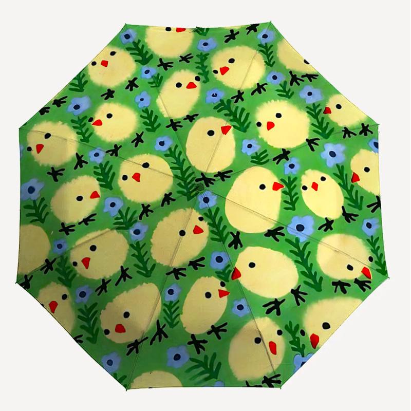 1PC chicks flowers Umbrella-8-Rib Reinforced Portable Folding Travel Suitable for All Seasons Outdoor Daily Use Is an Ideal Choice -F330