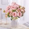 1/5PCS Artificial Flowers Silk Peony Home Room Table Vases Decorations Festival Wreath Wedding Bride Holding Bouquet Accessories